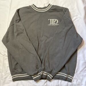 TTPD Gray Striped Ribbed-Collar Women’s Sweatshirt